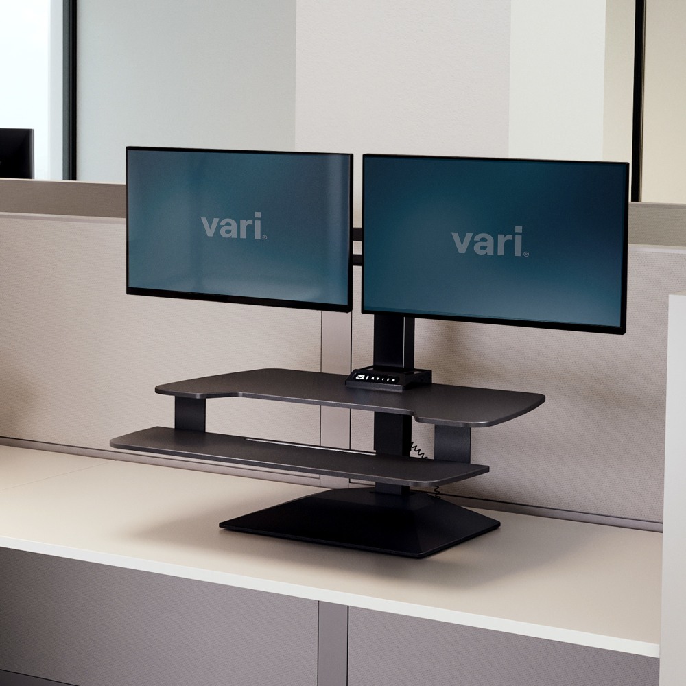 VARI VariDesk Premier Electric Dual-Monitor Desk Riser, 32inW, Black MPN:402677