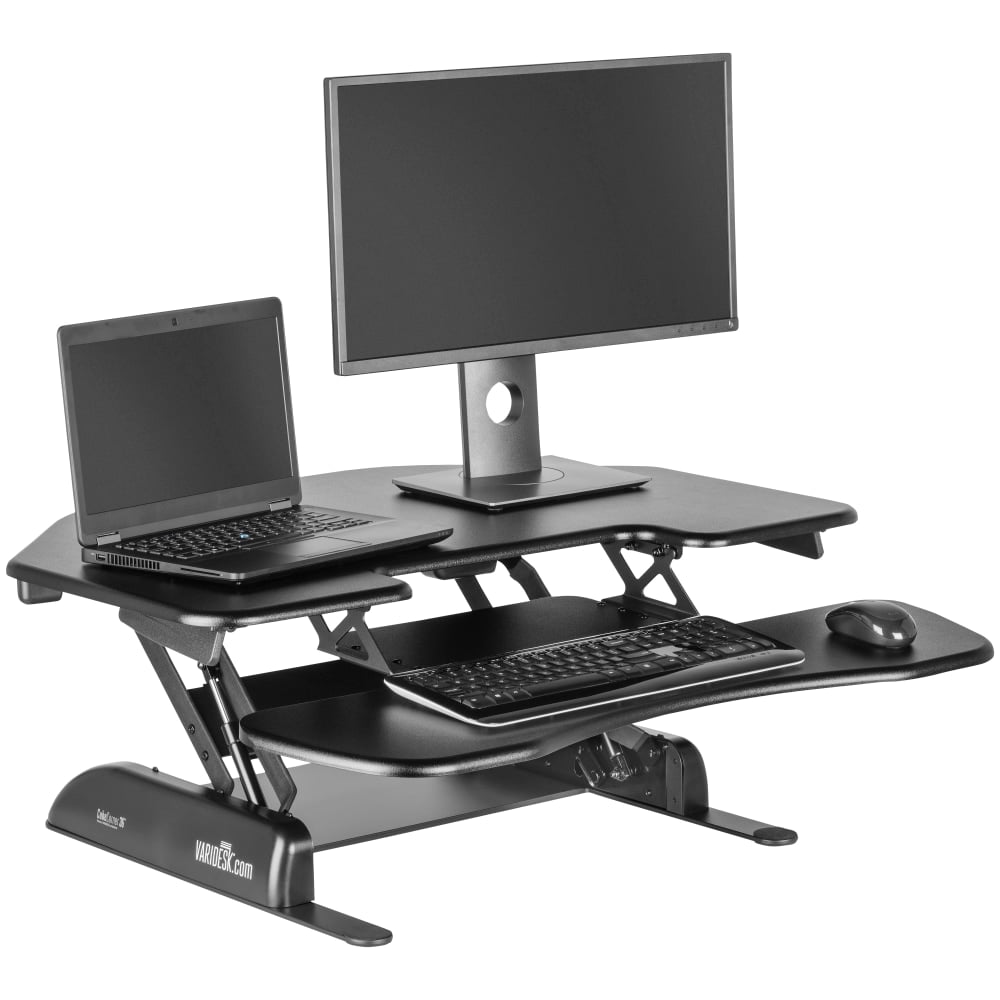 VariDesk Cube Series Corner Standing Desk Riser, 17-1/2inH x 36inW x 33-1/2inD, Black MPN:45198