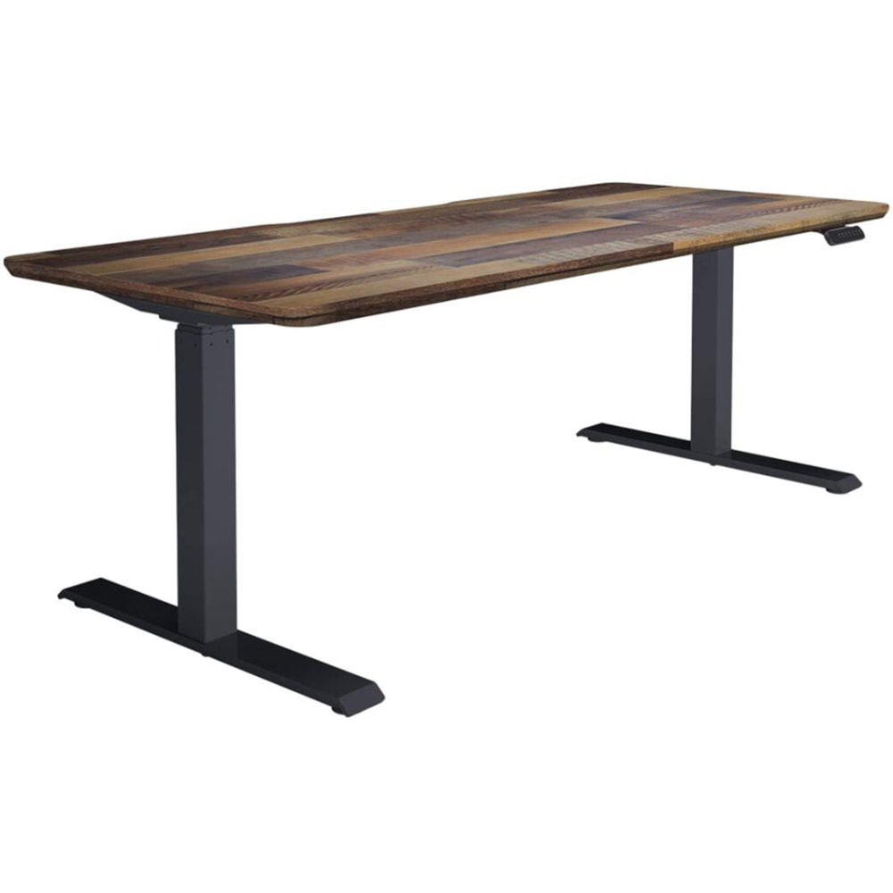 VARI 72inW Adjustable Electric Standing Desk, Reclaimed Wood MPN:401137