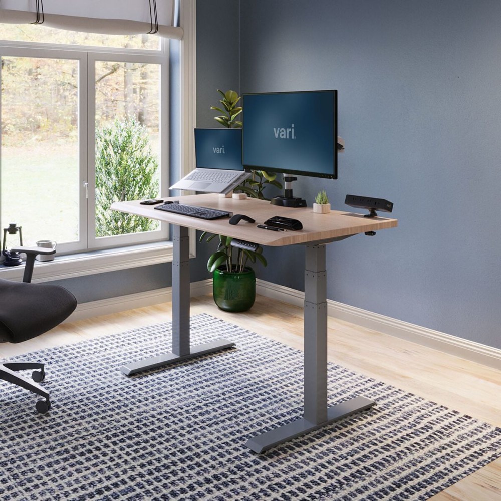 VARI Electric Standing Desk With ComfortEdge, 48inW, Lightwood MPN:402258