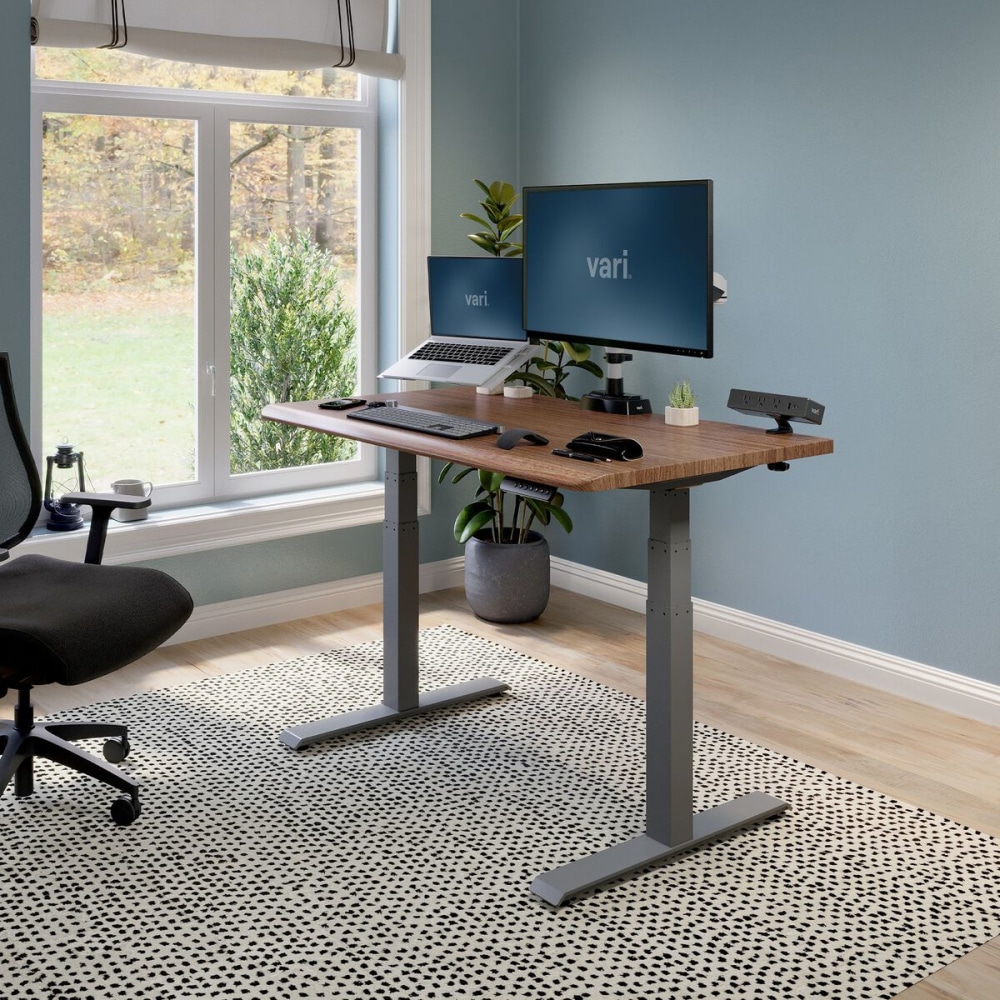 VARI Electric Standing Desk With ComfortEdge, 48inW, Walnut MPN:402259
