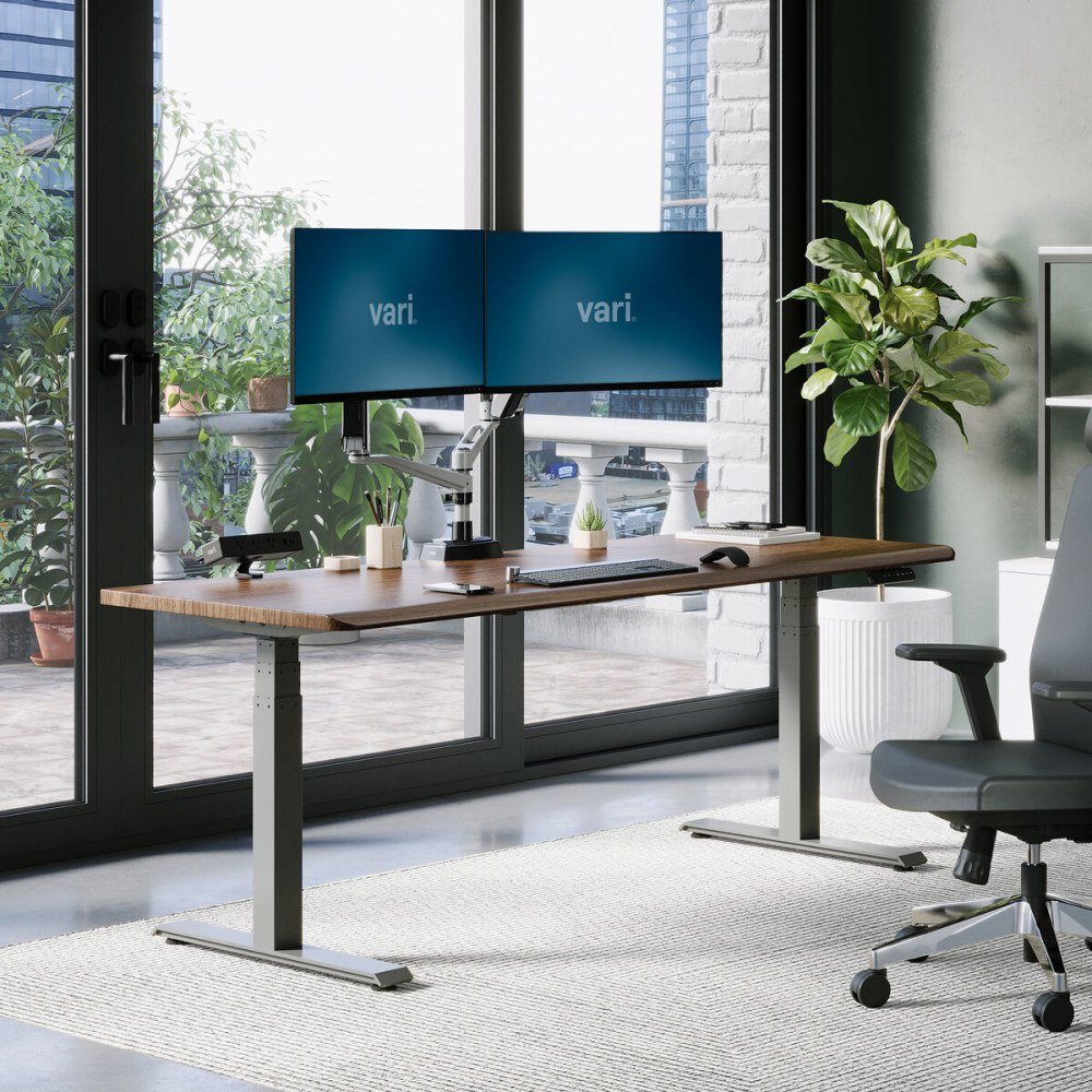 VARI Electric Standing Desk With ComfortEdge, 72inW, Walnut MPN:402263