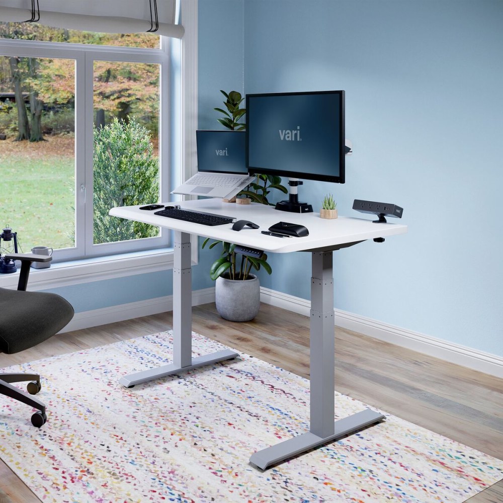 VARI Electric Standing Desk With ComfortEdge, 48inW, White MPN:402275