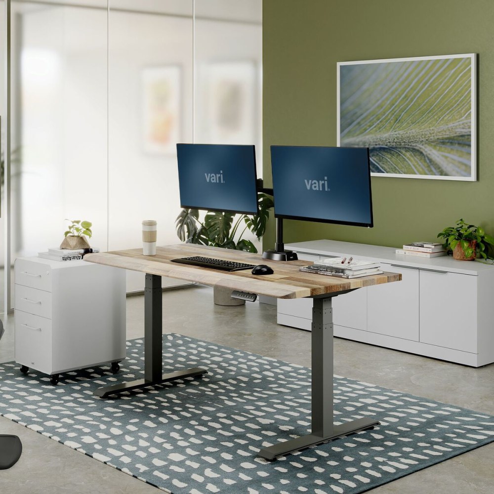 VARI Electric Standing Desk With ComfortEdge, 60inW, Reclaimed Wood MPN:402276