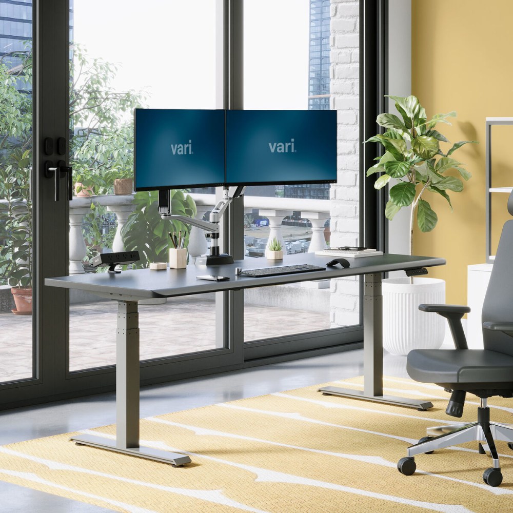 VARI Electric Standing Desk With ComfortEdge, 72inW, Black MPN:402280