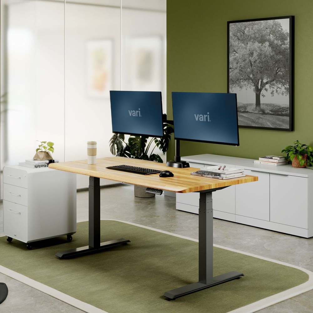 VARI Electric Standing Desk With ComfortEdge, 48inW, Butcher Block MPN:402373