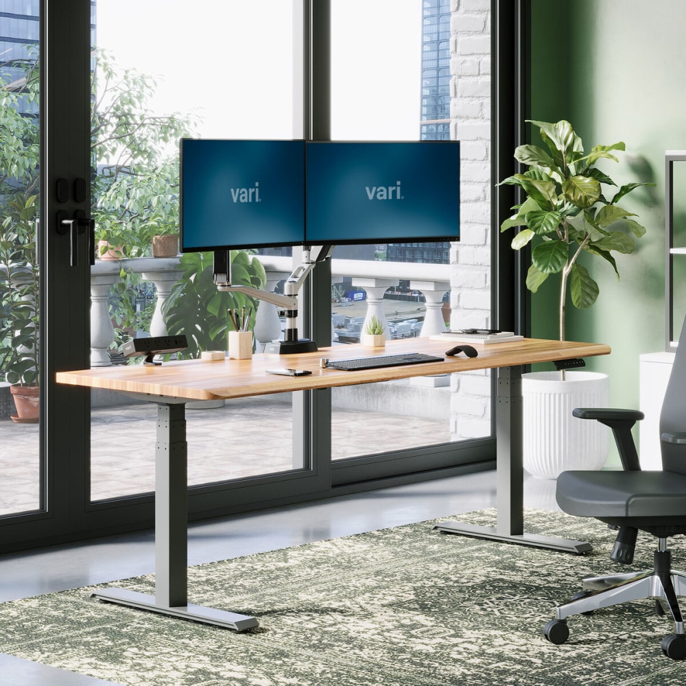 VARI Electric Standing Desk With ComfortEdge, 72inW, Butcher Block MPN:402375