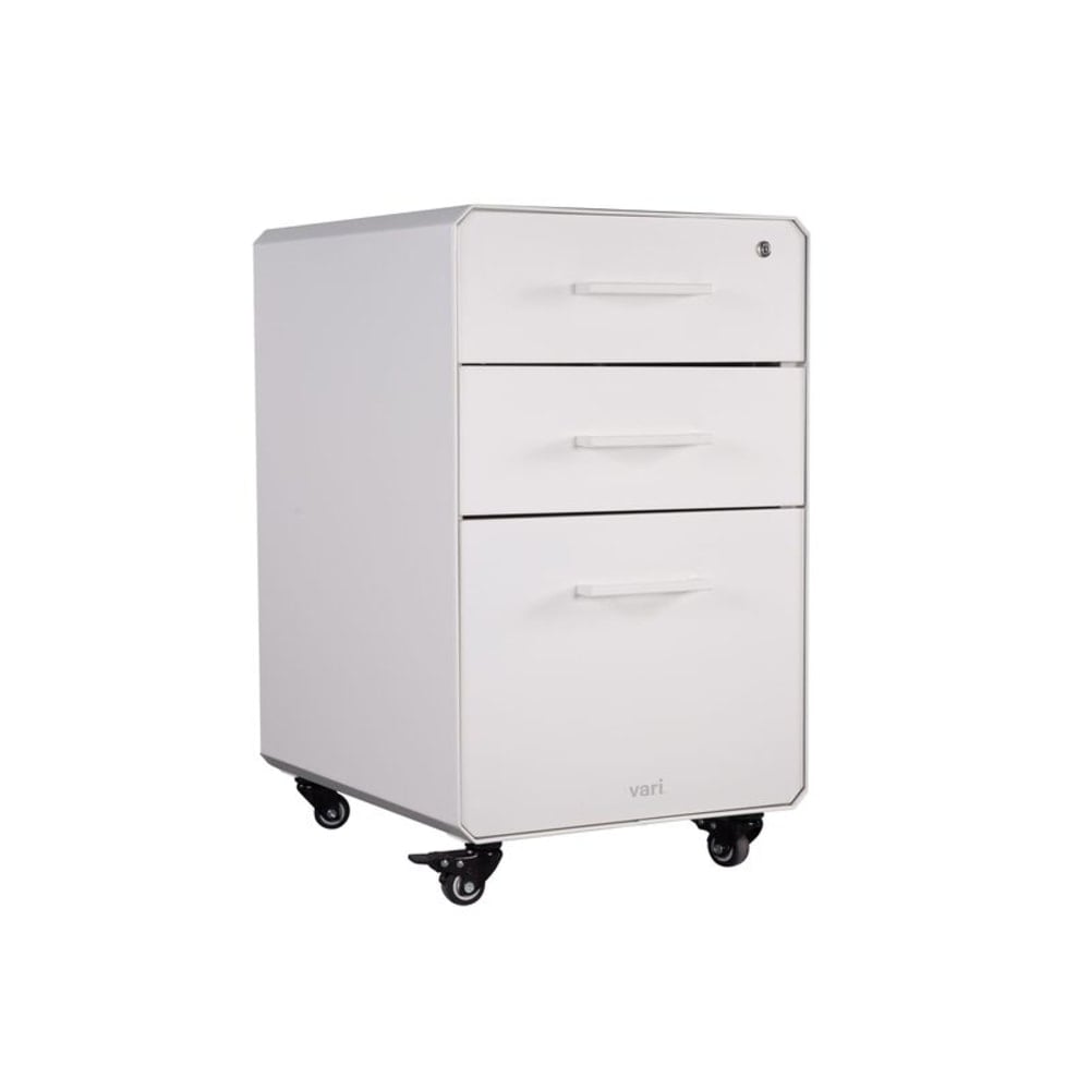 VARIDESK 15-3/4inW x 20-11/16inD Lateral 3-Drawer Mobile File Cabinet, White MPN:400719