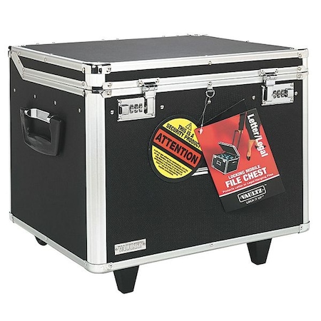 File Box, Aluminum, Chrome, PVC, 17 1/4 in W, 15 in D, 14 1/4 in H, Combination-Lock Lid Closure MPN:IDEVZ01270