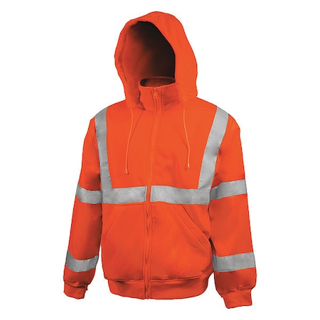 H-Vis Hooded Sweatshirt, Microfiber Fleece, Orange, 2XL MPN:VEA-602-ST-OR-2XL