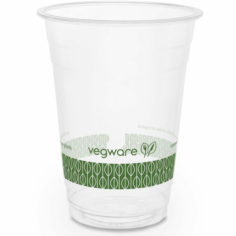 Vegware Cold Cups - 16 fl oz - Clear, Green - Polylactic Acid (PLA) - Cold Drink, Cold, Dessert, Salad - 1000 / Carton MPN:R500Y-G