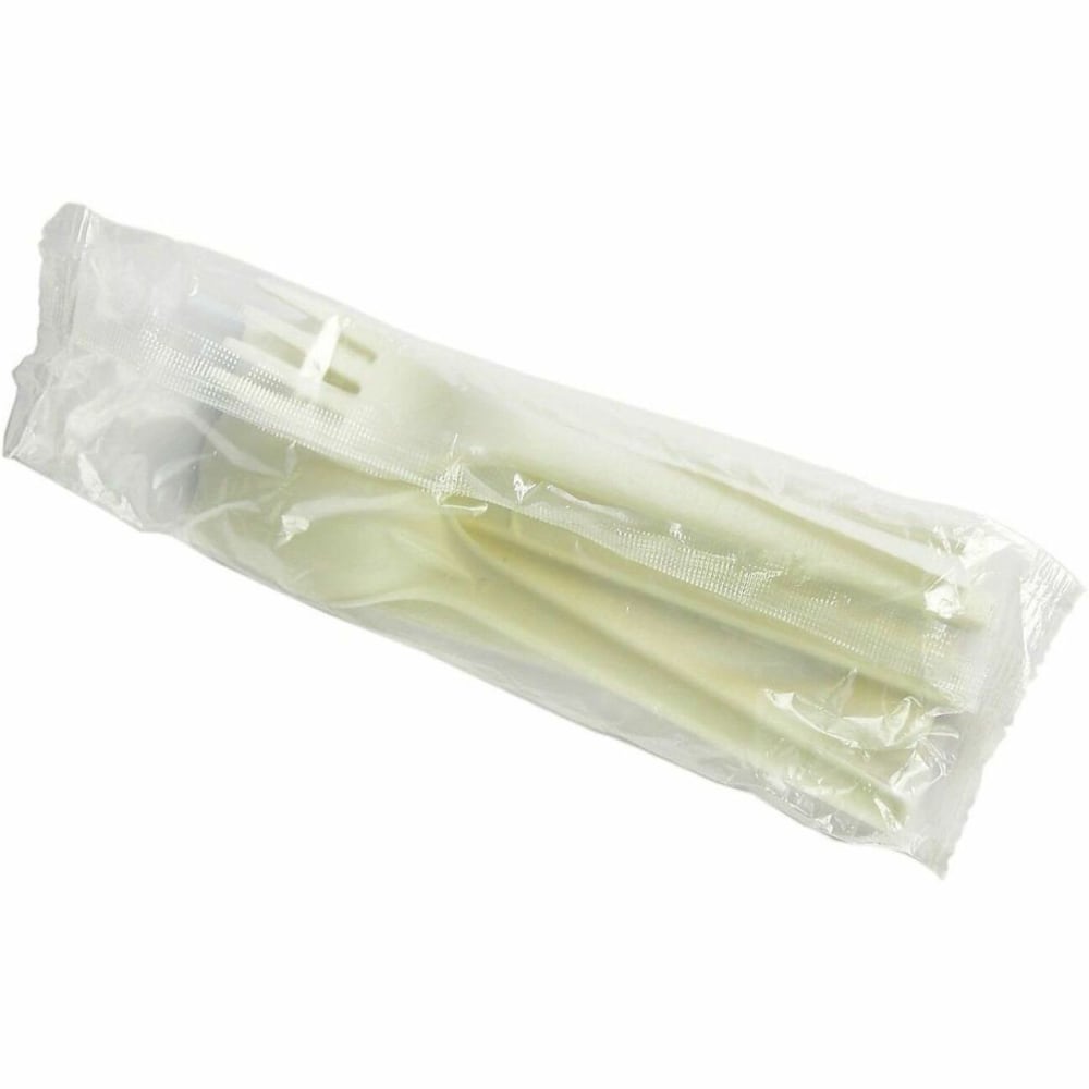 Vegware Cutlery Kits - Cutlery Set - Spoon - Fork - Knife - Matte - Crystallized Polylactic Acid (CPLA) - White - 250 / Carton MPN:VW-KFSWN