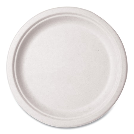 Nourish Molded Fiber Tableware, Compostable, Plate, Sugarcane, 10 dia, White, 500PK MPN:VW-P005NFA