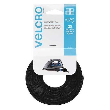Cable Tie, 8 in L, Black, Nylon, 40 lb Strength, 25 PK MPN:91141