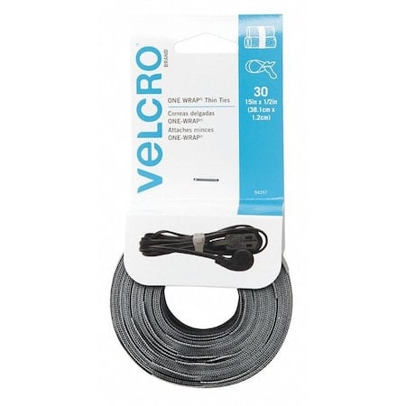 Cable Tie Strap, 15 in L, Black, Gray, Nylon, 25 lb Strength, 30 PK MPN:94257