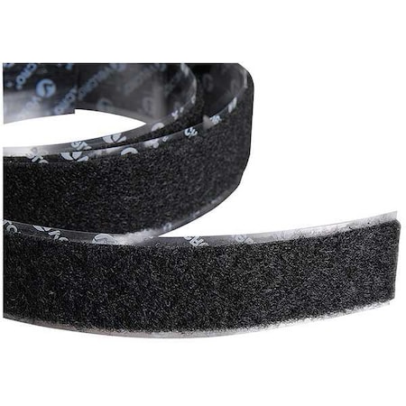 Reclosable Fastener, Rubber Adhesive, 75 ft, 1 in W, Black MPN:120158
