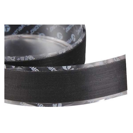 Reclosable Fastener, Rubber Adhesive, 75 ft, 1 in W, Black MPN:161151