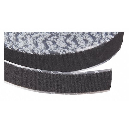 Reclosable Fastener, Rubber Adhesive, 75 ft, 2 in W, Black MPN:164084