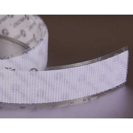 Reclosable Fastener, Rubber Adhesive, 75 ft, 5/8 in W, White MPN:185469