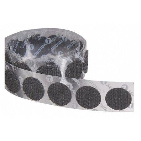 Reclosable Fastener, Disc, Acrylic Adhesive, 5/8 in, Black, 1200 PK MPN:192292