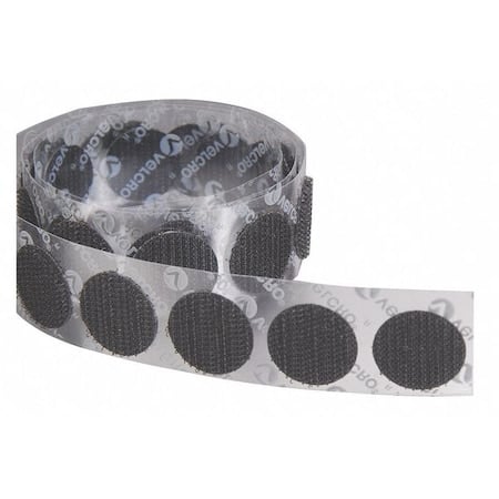 Reclosable Fastener, Disc, Acrylic Adhesive, 7/8 in, Black, 900 PK MPN:192339