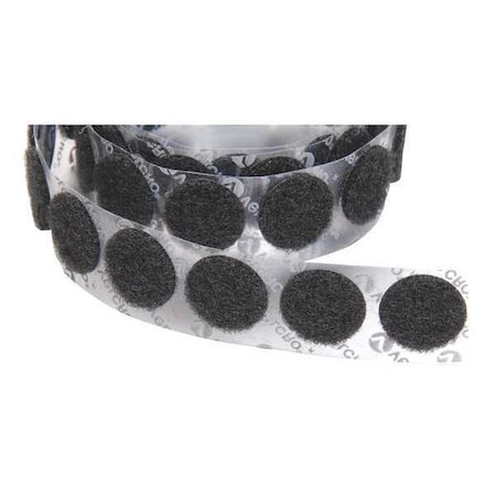 Reclosable Fastener, Disc, Acrylic Adhesive, 3/8 in, Black, 1800 PK MPN:196334