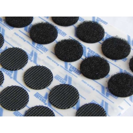 Reclosable Fastener, Disc, Rubber Adhesive, 3/4 in, Black, 100 PK MPN:340VCKI