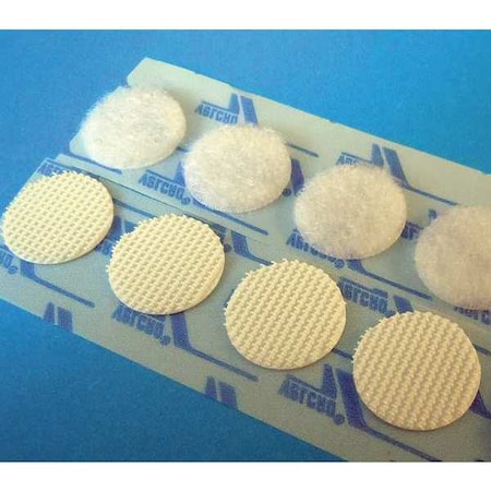 Reclosable Fastener, Disc, Rubber Adhesive, 3/4 in, White, 100 PK MPN:340VCWI