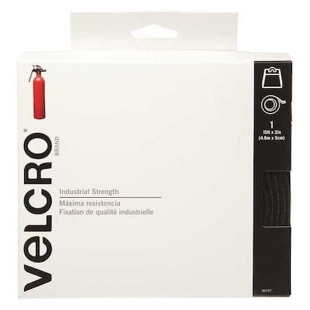 Reclosable Fastener, Rubber Adhesive, 15 ft, 2 in W, Black MPN:90197