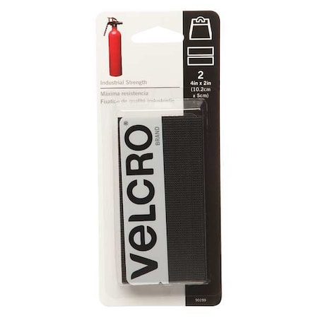 Reclosable Fastener, Rubber Adhesive, 4 in, 2 in W, Black MPN:90199