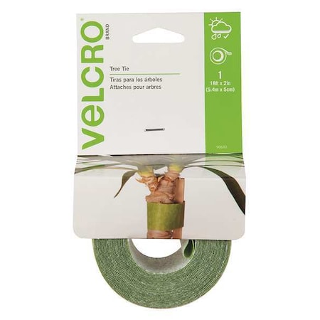 Reclosable Fastener, No Adhesive, 75 ft, 2 in W, Green, 6 PK MPN:90633