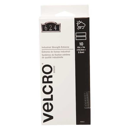 Reclosable Fastener Shapes, Rubber Adhesive, 4 in, 1 in W, Gray, 10 PK MPN:90812