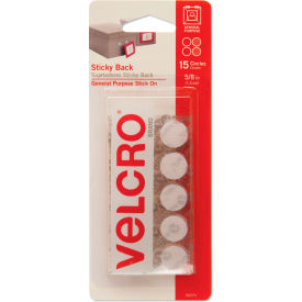 VELCRO® Brand Sticky-Back Hook and Loop Dot Fasteners on Strips 5/8 dia. White 15 Sets/Pack 90070