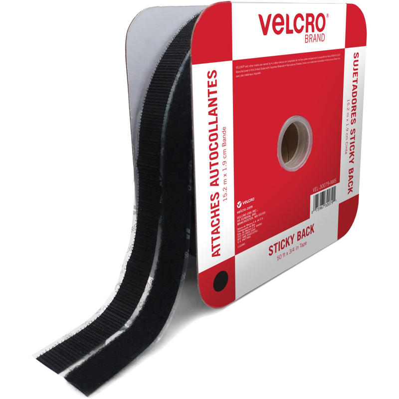 VELCRO Sticky Back Fasteners - 16.67 yd Length x 0.75in Width - 1 / Roll - Black (Min Order Qty 2) MPN:30079