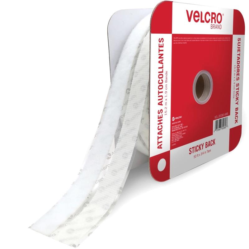 VELCRO Sticky Back Fasteners - 16.67 yd Length x 0.75in Width - White - 1 Roll MPN:30080