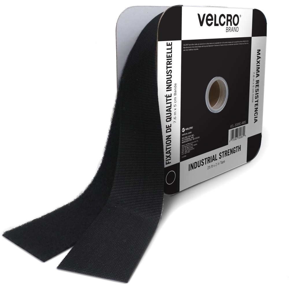 VELCRO Industrial Fastener Tape - 25 ft Length x 2in Width - Black - 1 Roll MPN:30081