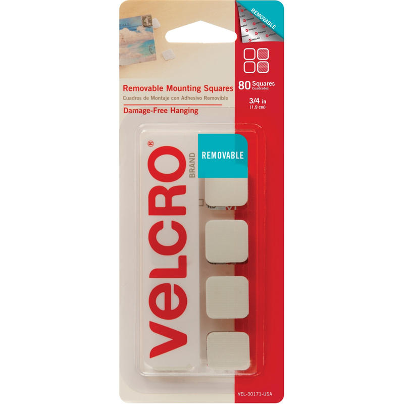 VELCRO Removable Mounting Tape - 0.75in Length x 0.75in Width - White - 80 / Pack MPN:30171