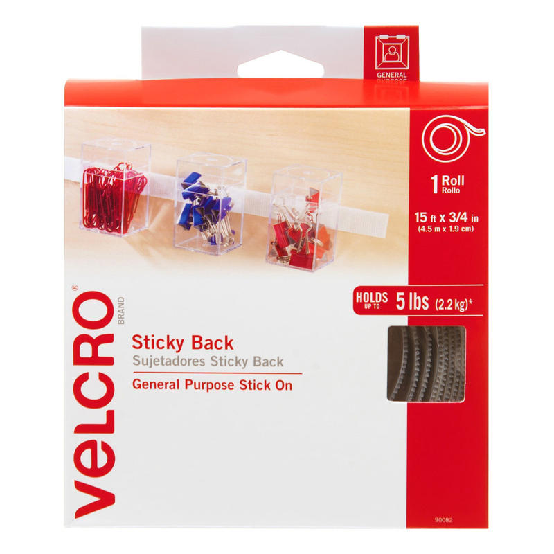 VELCRO Brand STICKY BACK Fasteners, 3/4in x 15ft, White MPN:90082