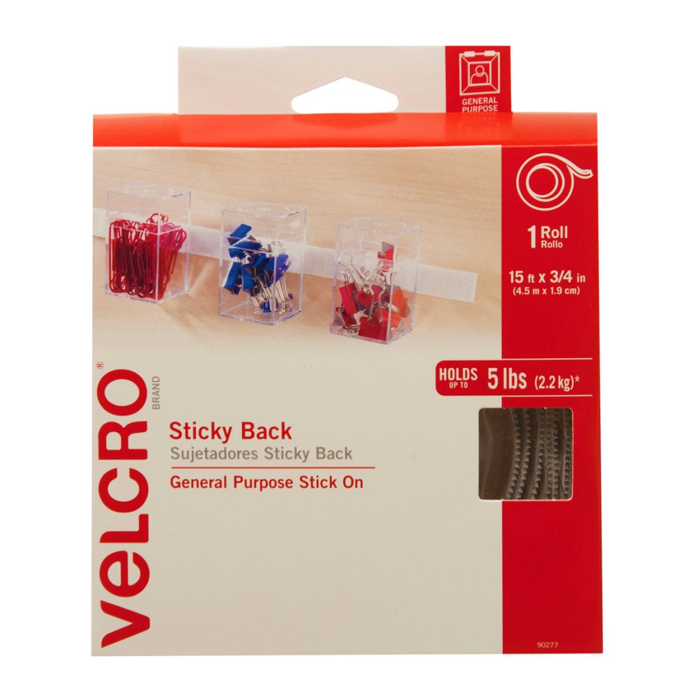 VELCRO Brand STICKY BACK Tape Roll, 3/4in x 15ft, White MPN:90277B