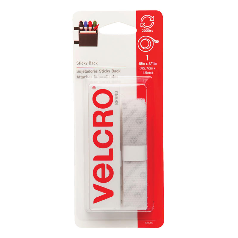 VELCRO Brand Sticky Back Tape, 3/4in x 18in, White, Pack Of 6 MPN:VEC90079-6