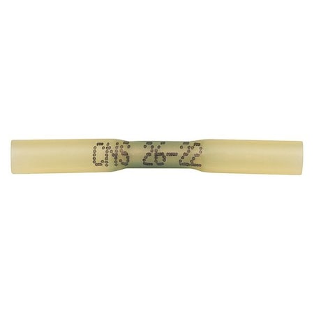 Butt Splice Wire Connector, 22 AWG Max, Yellow, Nylon, Polyolefin Insulation, 600 V, 10 PK MPN:055067-10