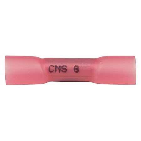 Butt Splice Wire Connector, 8 AWG Max, Pink, Nylon, Polyolefin Insulation, 600 V, 10 PK MPN:055068-10