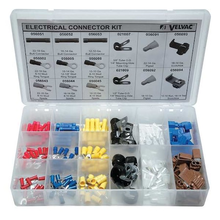 Wire Connector & Terminal Kit, 10 AWG, Vinyl Insulated, Assorted, Crimp Termination Only MPN:056109