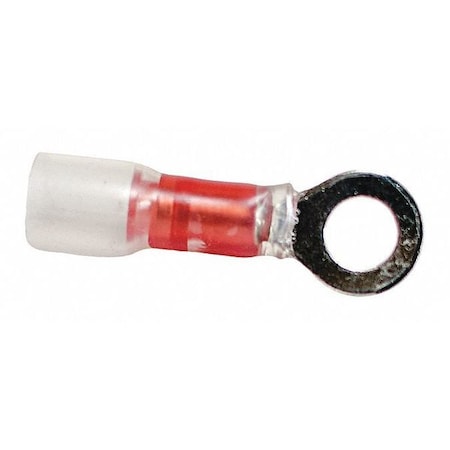 Ring Terminal, 1/4 in Stud Size, 18 AWG, 600 V, Heat Shrink Insulated, Red, Crimp Termination Only MPN:30115