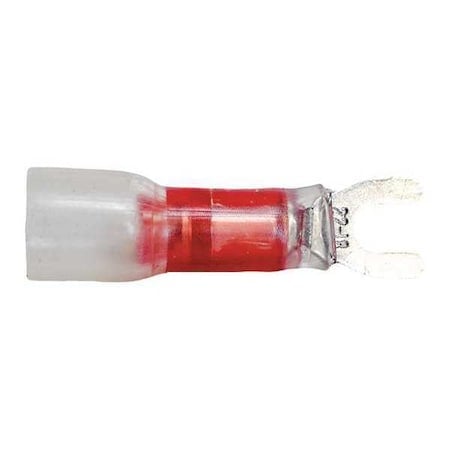 Fork Terminal, #6 Stud Size, 18 AWG, 600 V, Heat Shrink Insulated, Red, 10 PK MPN:30122