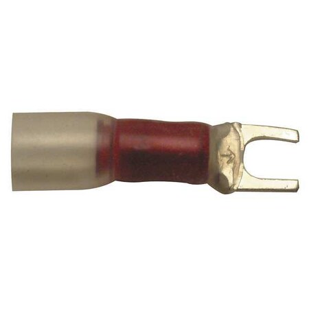 Fork Terminal, #10 Stud Size, 18 AWG, 600 V, Heat Shrink Insulated, Red, 10 PK MPN:30124