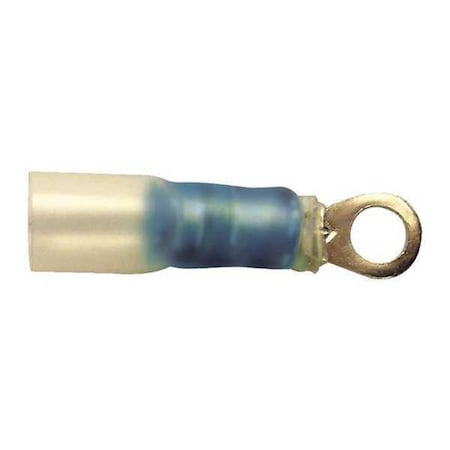 Ring Terminal, #10 Stud Size, 14 AWG, 600 V, Heat Shrink Insulated, Blue, Crimp Termination Only MPN:30314