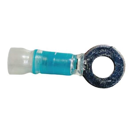 Ring Terminal, 1/4 in Stud Size, 14 AWG, 600 V, Heat Shrink Insulated, Blue, Crimp Termination Only MPN:30315