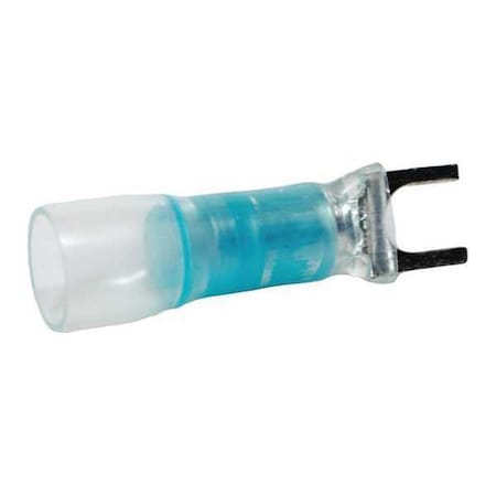 Fork Terminal, #10 Stud Size, 14 AWG, 600 V, Heat Shrink Insulated, Blue, 10 PK MPN:30324