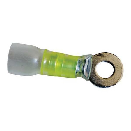 Ring Terminal, 1/2 in Stud Size, 10 AWG, 600 V, Heat Shrink Insulated, Yellow, 10 PK MPN:30419